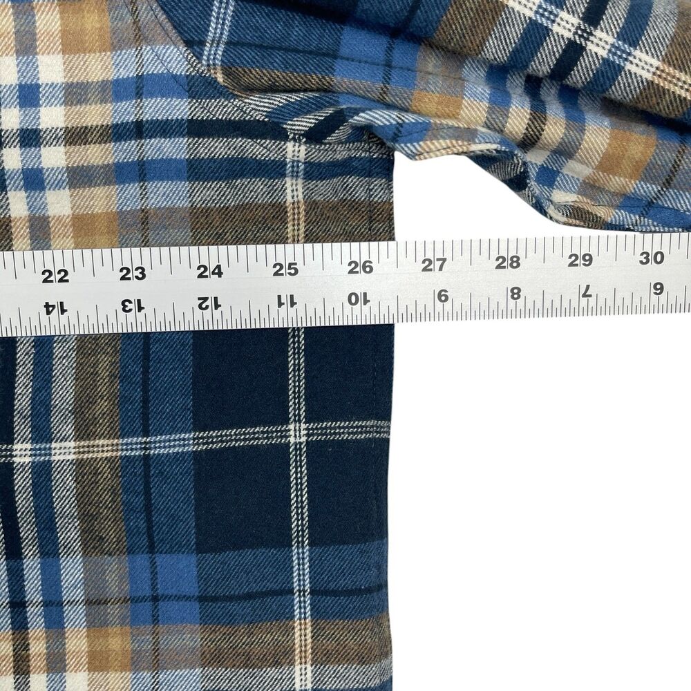 Eddie Bauer Men’s Flannel Shirt XXL Blue Brown Plaid Long Sleeve Button-Up NWT - Picture 7 of 11